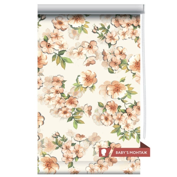 Ролет штора 50*160 цв. ЦВЕТУЩАЯ ЯБЛОНЯ бежевый