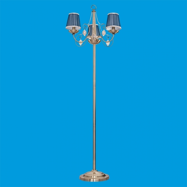 Торшер, 40W, Е14, текстиль, 3 плафона, голубой, B11279/3F AB BL, ЭкономСвет, Китай
