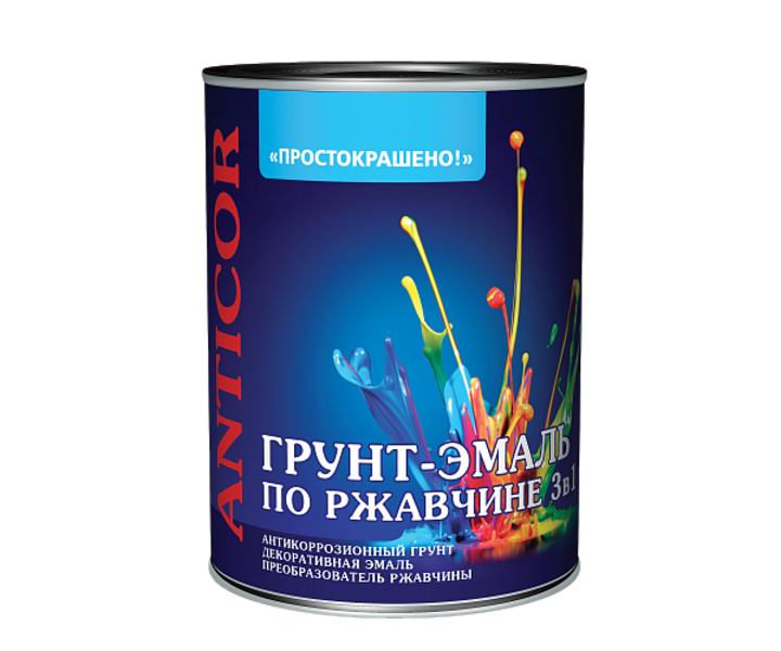 Грунт-эмаль по ржавчине 3в1 Простокрашено черная 0,9кг (14) 8823